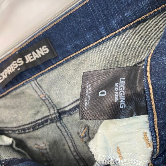 Express Legging Distressed Mid Rise Jeans - Picture 4 of 8
